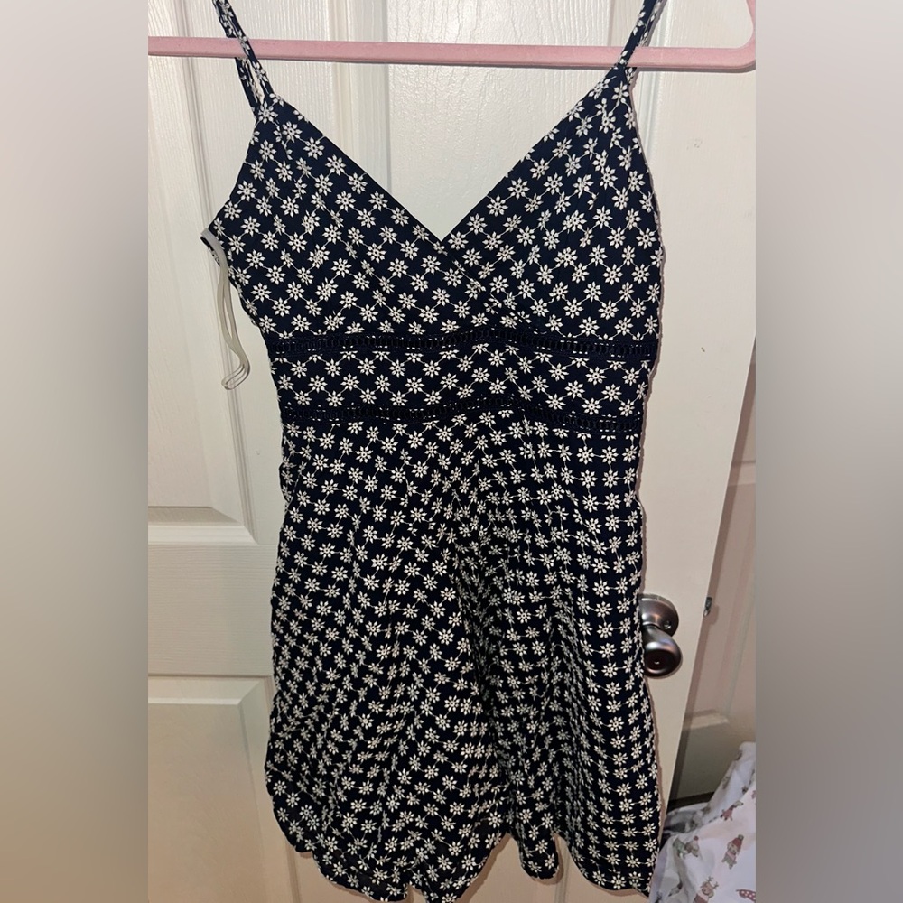 Floral Dark Blue and White Dress